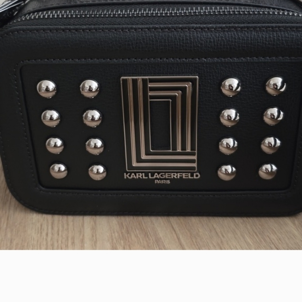Brand New Karl Lagerfeld Black Studded Crossbody - Picture 2 of 4